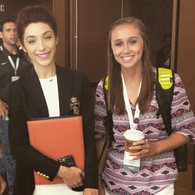  Olympic ice dancing gold medalist Meryl Davis with STHM student Sash Schaeffer.