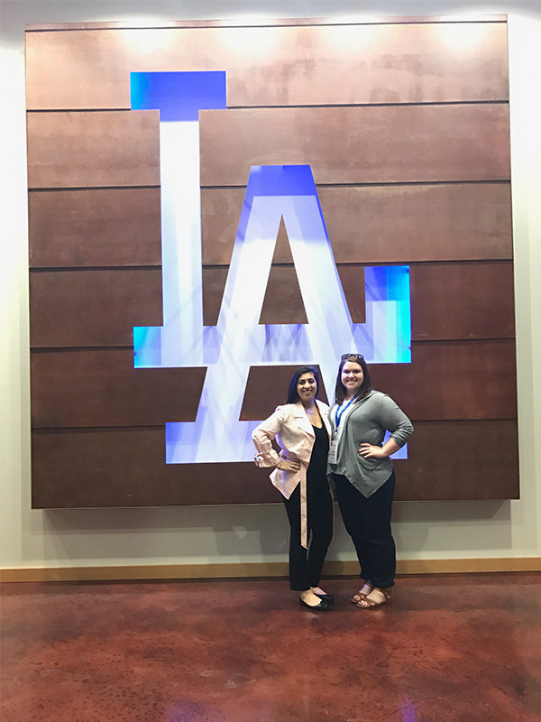 STHM undergraduates Madelyn McDonnell (back row, far right) and Anika Singh (first row, far right) toured the Los Angeles Dodgers’ spring-training facility as part of the 2017 SABR Analytics Conference in Phoenix, Ariz.