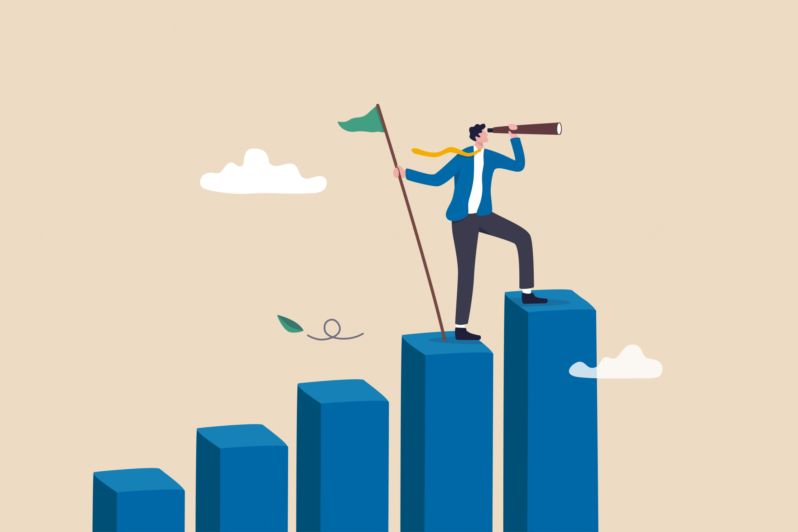 illustration of person on graph
