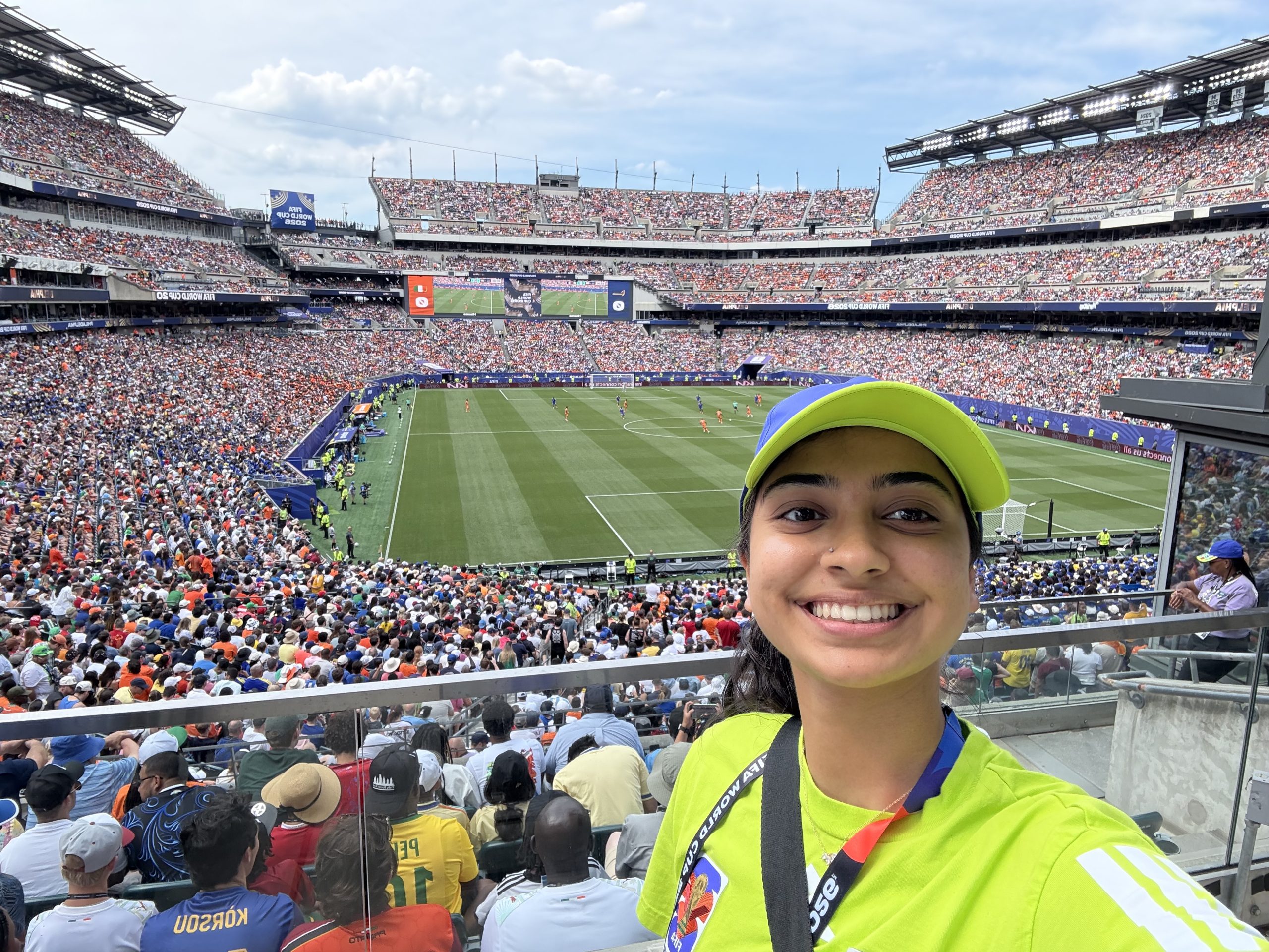 Sport and entertainment management major Stuti Vishwanathan served in multiple roles as a volunteer at Philadelphia Stadium.